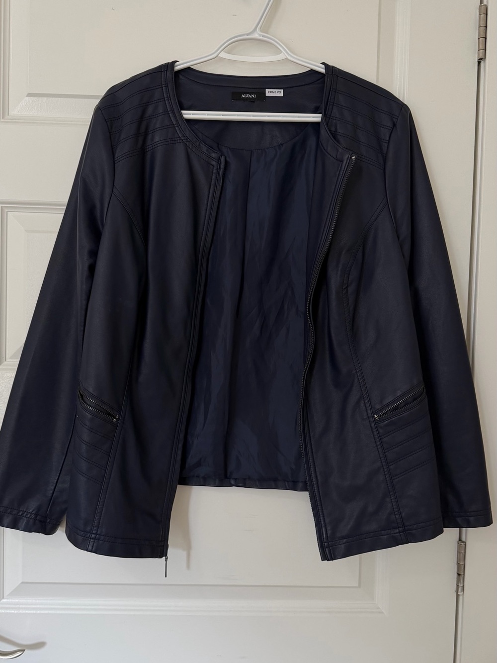 Women's Dark Navy Leather Jacket